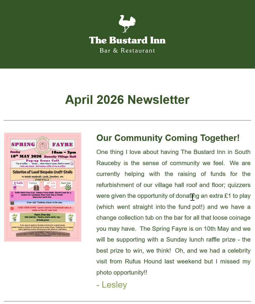 April 2026 Newsletter